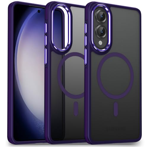 Image of MALEWOLF Case for Samsung Galaxy S25 Edge, Fits for Magsafe, Anti-Scratch Translucent Matte Cover [Non-Slip Grip], Color Hybrid Magnetic Phone Case for Galaxy S25 Edge, Drop Resistant (Dark Purple)