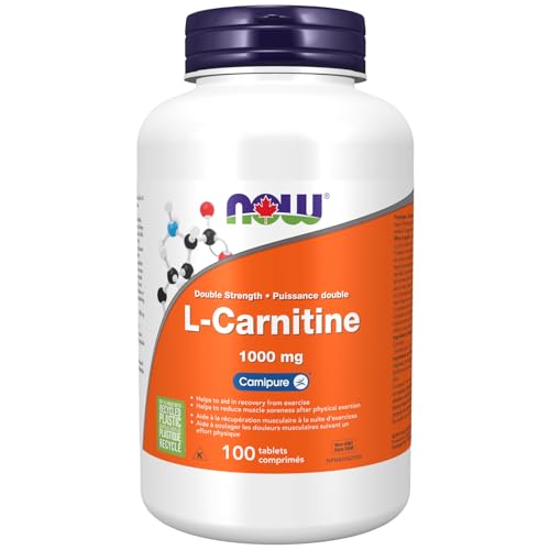 NOW - NOW Supplements, Double Strength L-Carnitine 1,000 mg, Purest Form, Amino Acid, Fitness Support, 100 Tablets - -19%