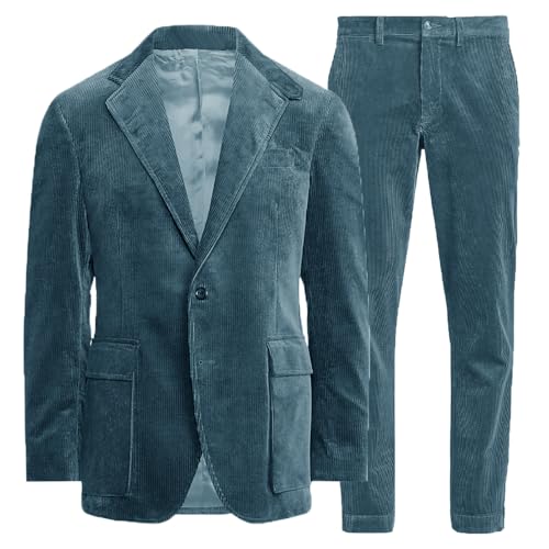Suit for Men New Corduroy British-Style Suits Two Piece Blazer+Pants Business Casual Suit Groomsmen2