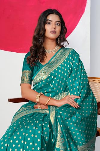 Image of Subham Saree for Woman Silk Cotton Kanjivaram | Soft Daily Wear Golden Zari Sari with Jacquard Blouse Piece