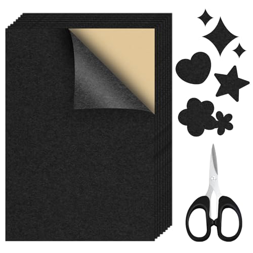 Prebarfun 20 Stück Selbstklebende Schaumstoffplatte, Moosgummi Schwarz mit Schere, 300x210x0.8mm Moosgummi Selbstklebend mit Kleberücken, Eva Schaumstoff für Laden, Möbel DIY-Projekte Verzierung