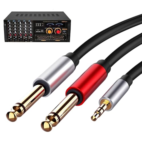 Renchey 3,5 Millimeter Till Två 6,35 Millimeter Kabel,Mobil till Förstärkarkabel Två 6,35mm | Förstärkt Mantel 1.5m Designad För Liveprestation Keyboardspelare Studio Dj Utrustning Och Musiker