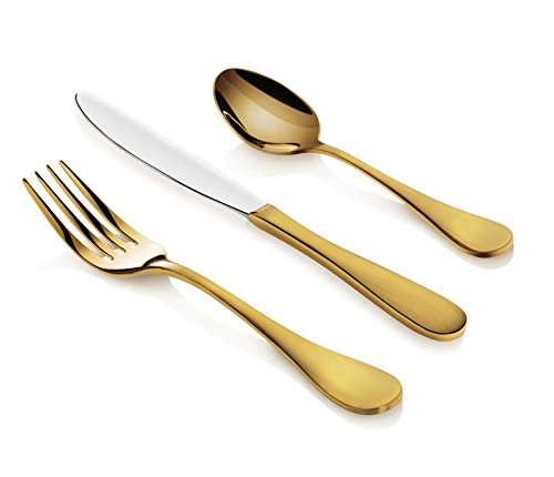 Artaste 56907 Rain 18/10 Stainless Steel Flatware 36-Piece Set, Gold Finish, Service for 12