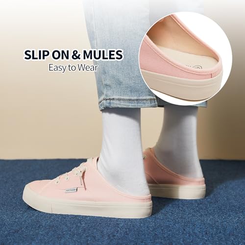 Image of hash bubbie Women's Mules Slip on Sneakers Canvas Tennis Shoes | backless summer close toed sandals non slip on walking casual comfortable
