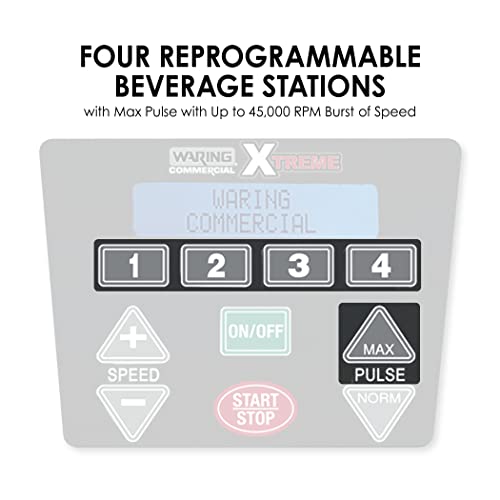 Waring Commercial Mx1300Xtx 3.5 Hp Blender With 4 Recipe Programable Lcd Display And A 64 Oz. Bpa Free Copolyester Container, 120V, 5-15 Phase Plug #TOP6