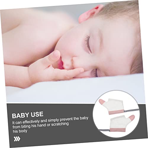 FAVOMOTO 2Pairs Thumb Protector Gloves Thumb Guard for Boy Girl Breathable Prevents Hand Biting Scratching for Boys Random Stripes4