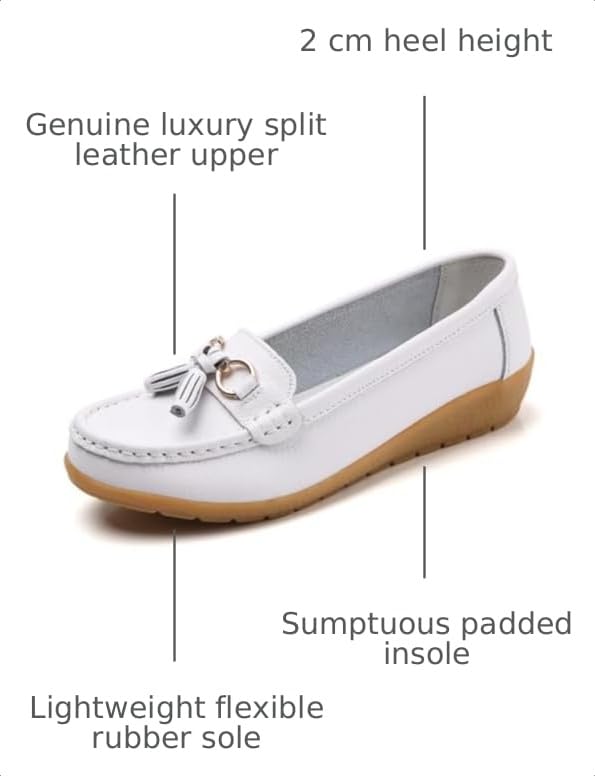 Image of Shoes Loafers for Women Classic Leather Loafers Casual Slip-On Boat Shoes ComfortWalking Moccasins Soft Sole Shoes