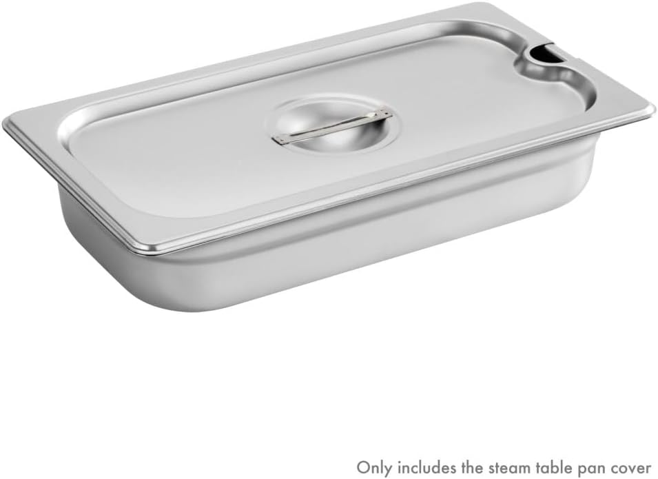 New Star Foodservice 1/3 Size Steam Table Pan Cover, Notched, 18/8 Stainless Steel, 24-Gauge