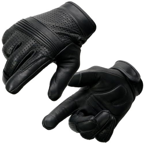 Milwaukee Leather MG7516 Men's Black Leather ’I - Touchscreen Compatible’ Gel Palm Motorcycle Hand Gloves W/Flex Knuckles - Large