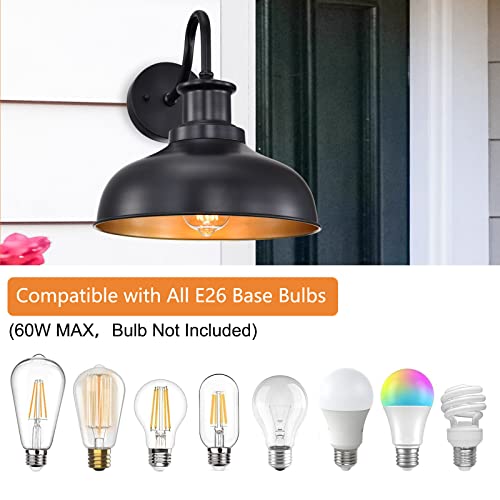 Diyel Farmhouse Gooseneck Barn Light Outdoor Wall Sconce Vintage Outdoor Wall Mount Light Exeterior Wall Lighting Fixture Black Industria Wall Lantern For Porch, Entryway, Garage, 2 Pack Rz007-2Bk #TOP2