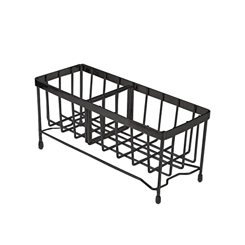 スポンジ置き スポンジ たわし入れ スポンジホルダー ボトルホルダー スポンジラック 洗剤置き スポンジステーション ステンレス製 シンク収納 錆び防止 水切りかご シンク用品 (黒/シルバー)