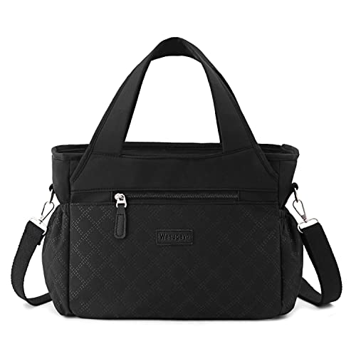 Wesugeyo Lunch Bag For Women Work Adults Insulated Lunch Tote Thermal Cooler Box Purse With Side Pockets Removable Shoulder Strap For Office Picnic Beach Hiking Fishing Camping (Black) #TOP1
