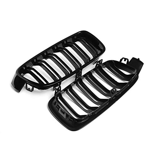 Zwbfu 2 peças preto brilhante para-choque dianteiro capô grade de rim de linha dupla grade de corrid