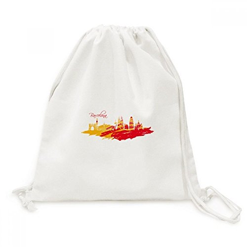 Toile Drawstring Backpack Barcelone Voyage Sacs à cordon imprimé artistique urbain