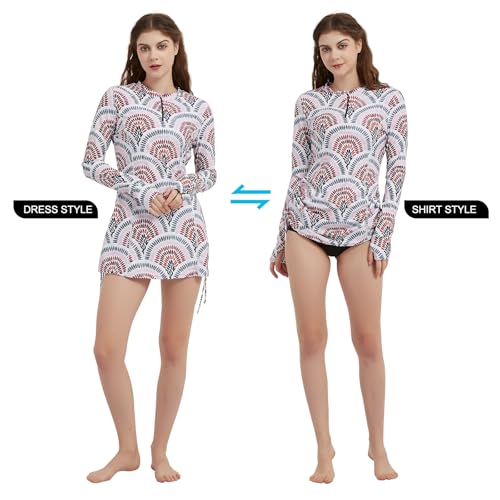 LilyCat Women's Rash Guard Long Sleeve Sun Protection Clothing Half Zip Swim Shirt Side Adjustable Swimsuit Tops3