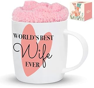 Triple Gifffted Wife Gifts - Worlds Best Wife Ever Coffee Mug and Socks for Women from Husband for Christmas, Gift Idea for Her Romantic Birthday, Women's Anniversary, Valentines, Mothers Day Mugs