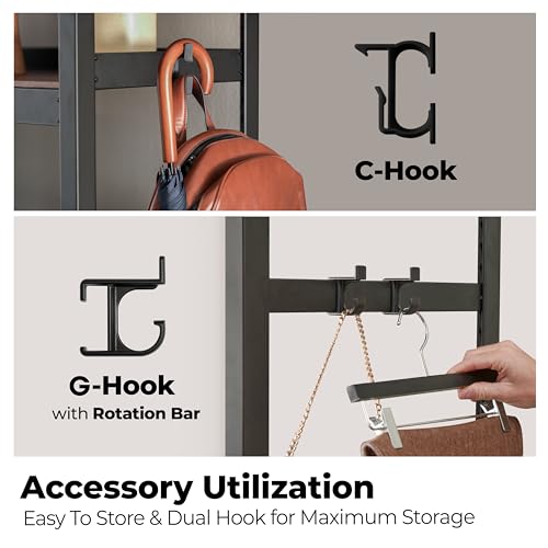 HOMEDANT Heavy Duty Boltless Rolling Garment Rack with Wheels Shelf Adjustable Metal Shelving Hanging Clothes Storage Portable Wardrobe Clothing Shelves Black 1 Rod
