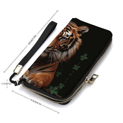 With Tiger And Paws Wallet, Elegant Wristlet Wallet with Multi-Card Slots, PU Leather Long Purse for Women, Men2