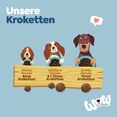 WOW Trockenfutter Adult mit Huhn, 6X 1kg Mini Kroketten I Hundetrockenfutter für ausge-wachsene Hunde Aller Rassen I Beste Qualität mit viel Fleisch & Spinat I getreidefrei & hohe Verträglichkeit