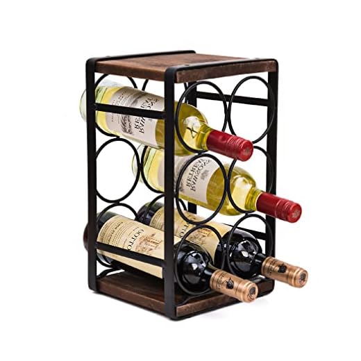Soduku Rustic Wood Countertop Wine Rack 6 Bottles No Need Assembly