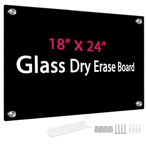 Tableau blanc en verre noir effaçable 45x60 cm pour bureau