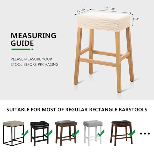 Image of YISUN Stool Covers Rectangle - 2 Pack Stretch Waterproof Saddle Seat Cover Counter Bar Stools Bar Chairs Covers Kitchen Island Chairs Cushion Protector