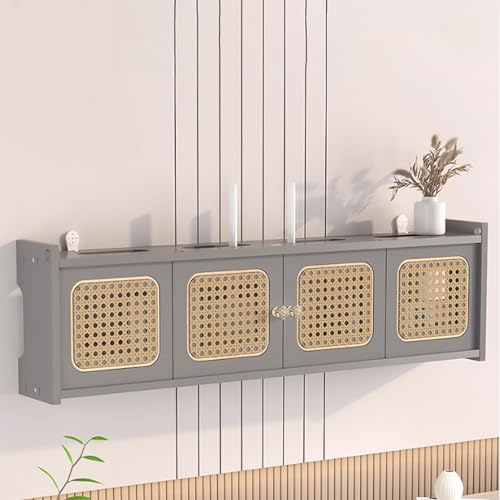 WiFi Router Storage Box - Wall Mount Cabinet Hider, Rattan Shelf for nizing Electl Equipment &amp; Miscellaneous Items, Stylish Home Decor Solution