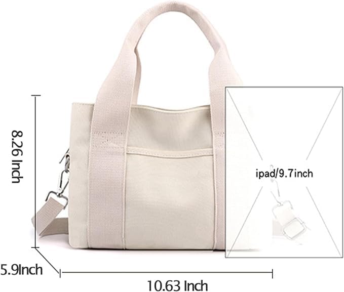 Canvas Tote Bags for Women Shoulder Hobo Bags Handbags Purse Big Satchel Purses Multi-pockets Casual Work Bags 2023 - Image 3