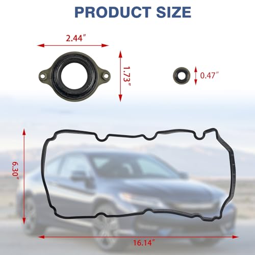 Image of Valve Cover Gasket with Spark Plug Tube Seals Compatible with Honda Acura Vehicle Accord Crosstour Odyssey Passport Pilot Ridgeline MDX RDX RLX TLX 2013-2021, Replace#0362072