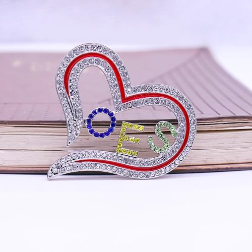 Image of Greek Order Eastern Star Pin Social Members Heart OES Brooch Women Gifts Jewelry