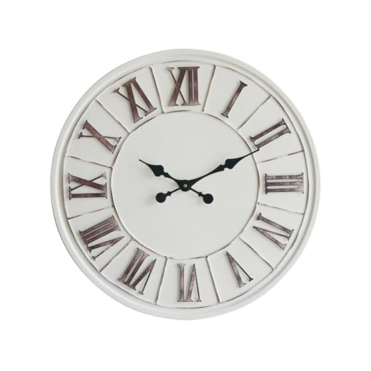 Large Farmhouse Wall Clock - 24 inch, Rustic White, Distressed Roman Numeral, Metal Face, Battery Operated, Modern Farmhouse Decorative Wall Clock for Living Room Decor