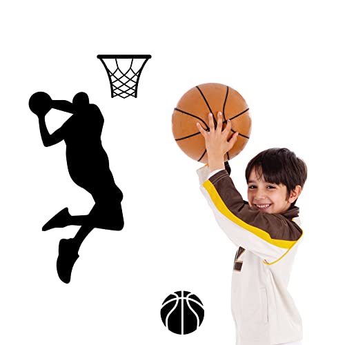 SUPERDANT Basketball Dunk Wall Decal 6 Man Playing Basketball Wall Stickers Removable PVC Wall Art for Basketball Fan Boy Room Decoration Basketball Room 40x98cm - Image 4