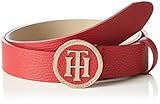 Farbe: mittelrot Tommy Hilfiger Damen TH ROUND BUCKLE BELT 3.0 Gürtel, Rot (Tommy red 614), 80 cm