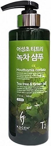 Kogen Houttuynia Cordata Tea Tree & Green Tea Hair Shampoo T2, for Dry Hair, 17oz