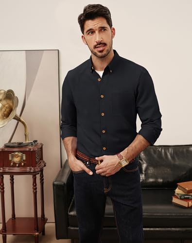 PJ PAUL JONES Men's Oxford Button Down Shirt Long Sleeve Regular Fit Business Casual Dress Shirts with Chest Pocket4