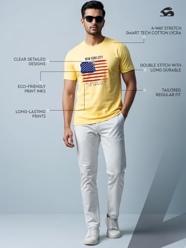 Image of ADRO Men's 100% Cotton Regular Fit T-Shirt