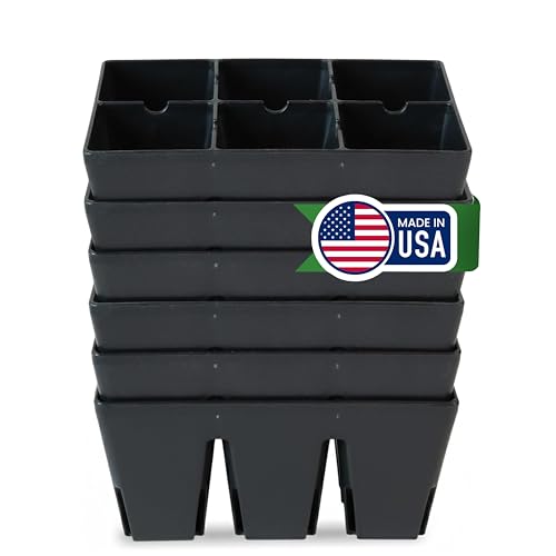 Epic Gardening Reusable Seed Starter Tray - Easy Watering Seed Starting Trays - Gardener Friendly Plant Trays for Seedlings | UV-Treated & BPA-Free -6-Cell Seed Starting Trays - 6 Trays/Black