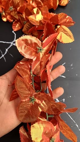 Image of VRB Dec 1 Pcs Artificial Flowers Vine Blossom /Roses Garland Fake (6 ft) Flowers Fabric Roses /Blossom Garland for Wedding Decor Diwali /Ganpati /Garden Wall Valentine (Bronze Money Plant Creeper)