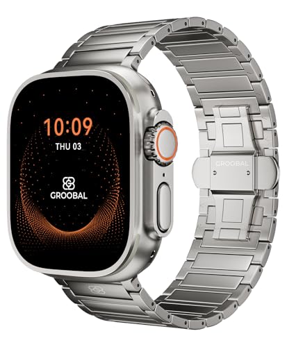 Image of Titanium Band Compatible with Apple Watch Ultra 3 /2 /1 49mm Band for Men & Series 11 /10 46mm, Grade 5 Titanium with DLC Coating for Ultra 3 Watch Band, Easy-Adjust Metal Band & Butterfly Clasp