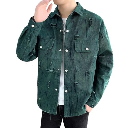 Veste en jean verte homme légère et respirante pour la mi-saison