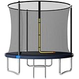 JUMMICO Trampolino da Giardino Trampolino per Bambini con Scaletta e Rete di Sicurezza Ø 183/220/290/360cm Tappeto Elasticoper Adulti e Bambini