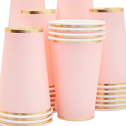Gobelets en papier rose clair jetables pour décoration de baby shower et anniversaire - 5