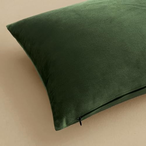 Image of MIULEE Pack of 2 Moss Green Polyester Throw Pillow Covers 12x12 Inch Soft Solid Decorative Square Set Cushion Cases for Spring Couch Sofa Bedroom