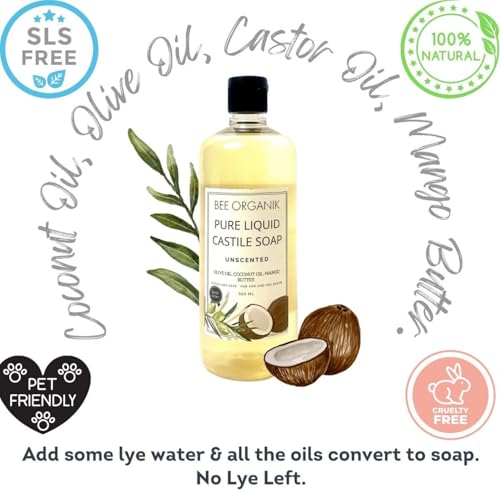 Image of Pure Liquid Castile Soap Unscented | Multi-purpose Hand Body Hair Home | Baby and Pet Safe | Natural Organic Safe 475ml