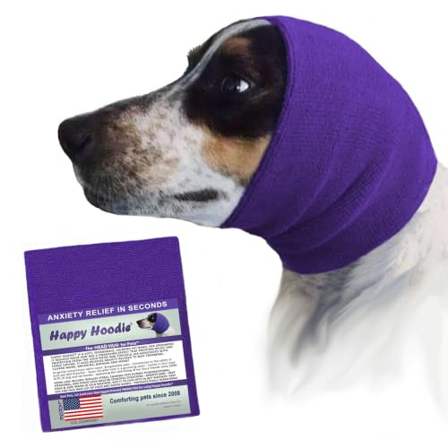 Image of Happy Hoodie The Original Dog & Cat Calming Band for Noise & Anxiety Relief | 2008 US brand. Compression fabric, soft & stretchy, reduces noise & eases stress during storms, fireworks, grooming and more!