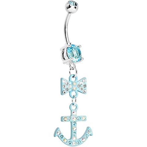 Body Candy Stainless Steel Bow Tie and Anchor Belly Ring Cover