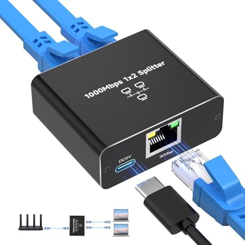 Goalake LAN Splitter 1 Auf 2 - Gigabit Ethernet Splitter Mit USB-C Strom