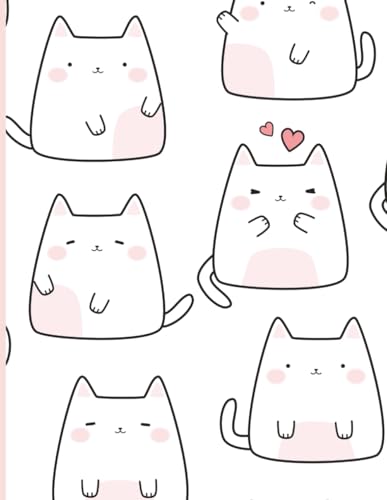 Kawaii Cat Sketchbook: Cute Kitty Drawing Notebook with Blush Pink Cats - Blank Paper 8.5 x 11 Inch - 110 Pages - Perfect for Ki
