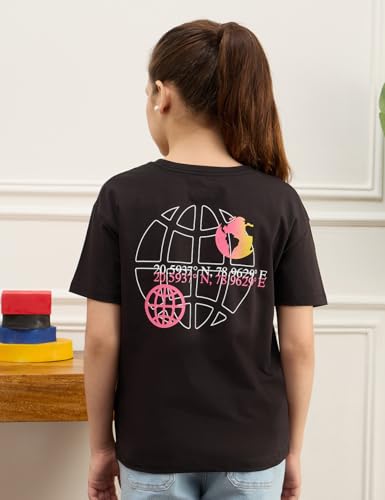 Image of Amazon Brand - Symbol Girls Cotton Strechable Oversized Graphic Printed Half Sleeves T-Shirt | Age 6-14 Years (Combo Pack of 2)