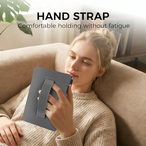 Image of 6 inch Green Clear Case for Kindle 11th Generation(2024 /2022 Release) with Hand Strap,Cute Wildflower Slim Book Cover, PU Basic Kindle eBook Accessories